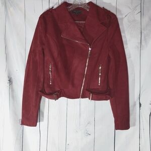 Romeo & Juliet Couture Faux Suede Moto Biker Jacket